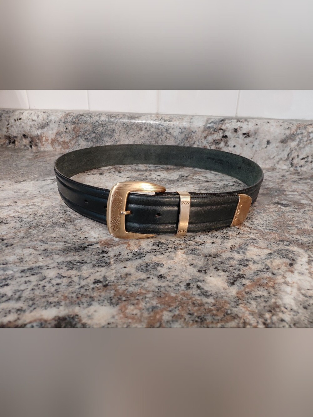 Brighton Hunter Green Leather Belt with Gold Buckle